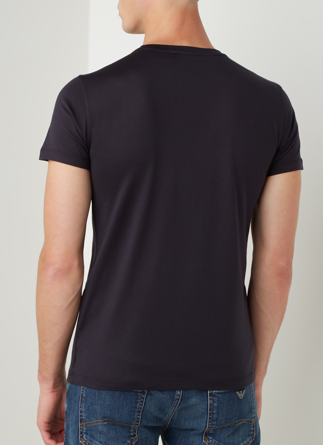Armani T-shirt in zijdeblend - achterkant 4 donkerblauw