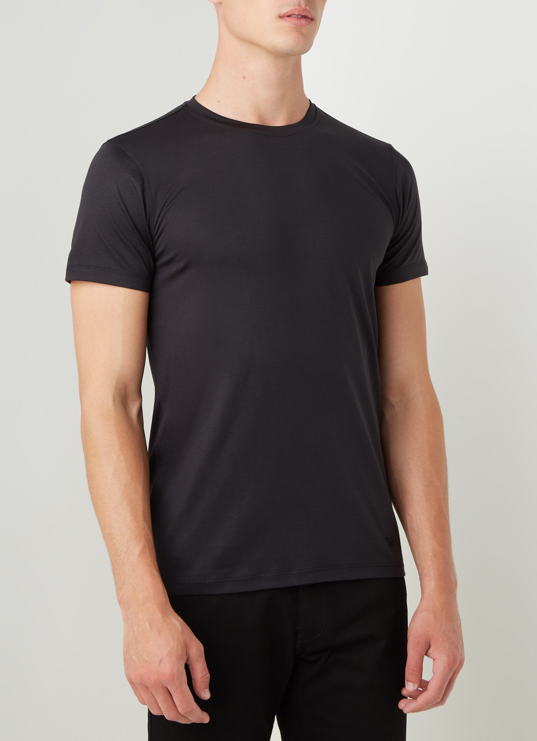 Armani T-shirt in zijdeblend - detail zwart