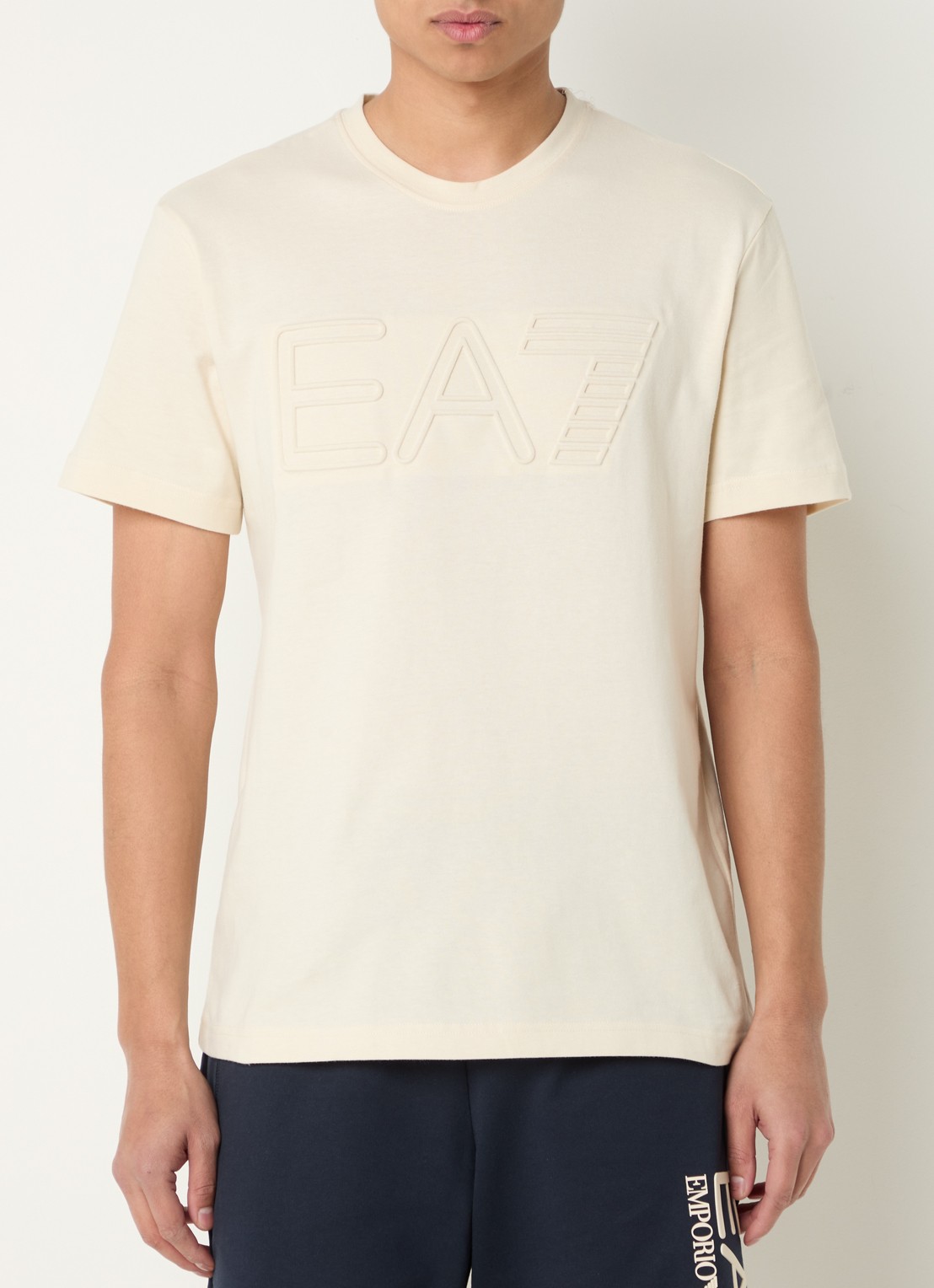 Armani T-shirt met 3D logoprint - detail 4 creme