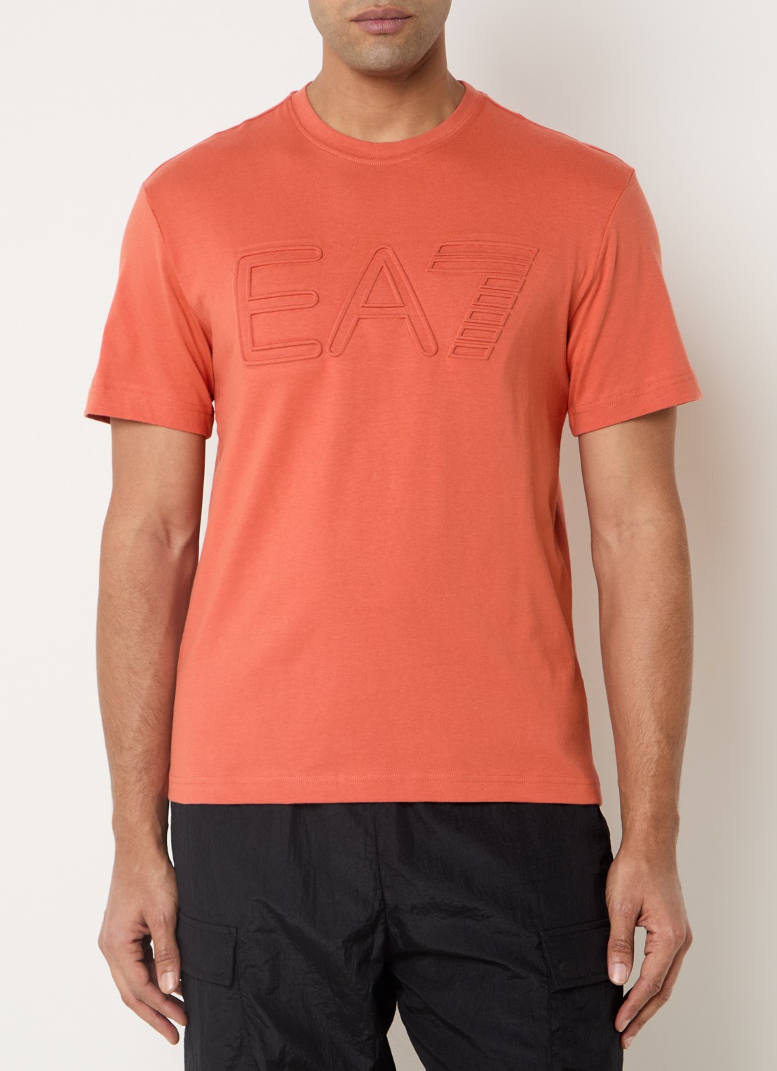 Armani T-shirt met 3D logoprint - detail 4 oranjerood