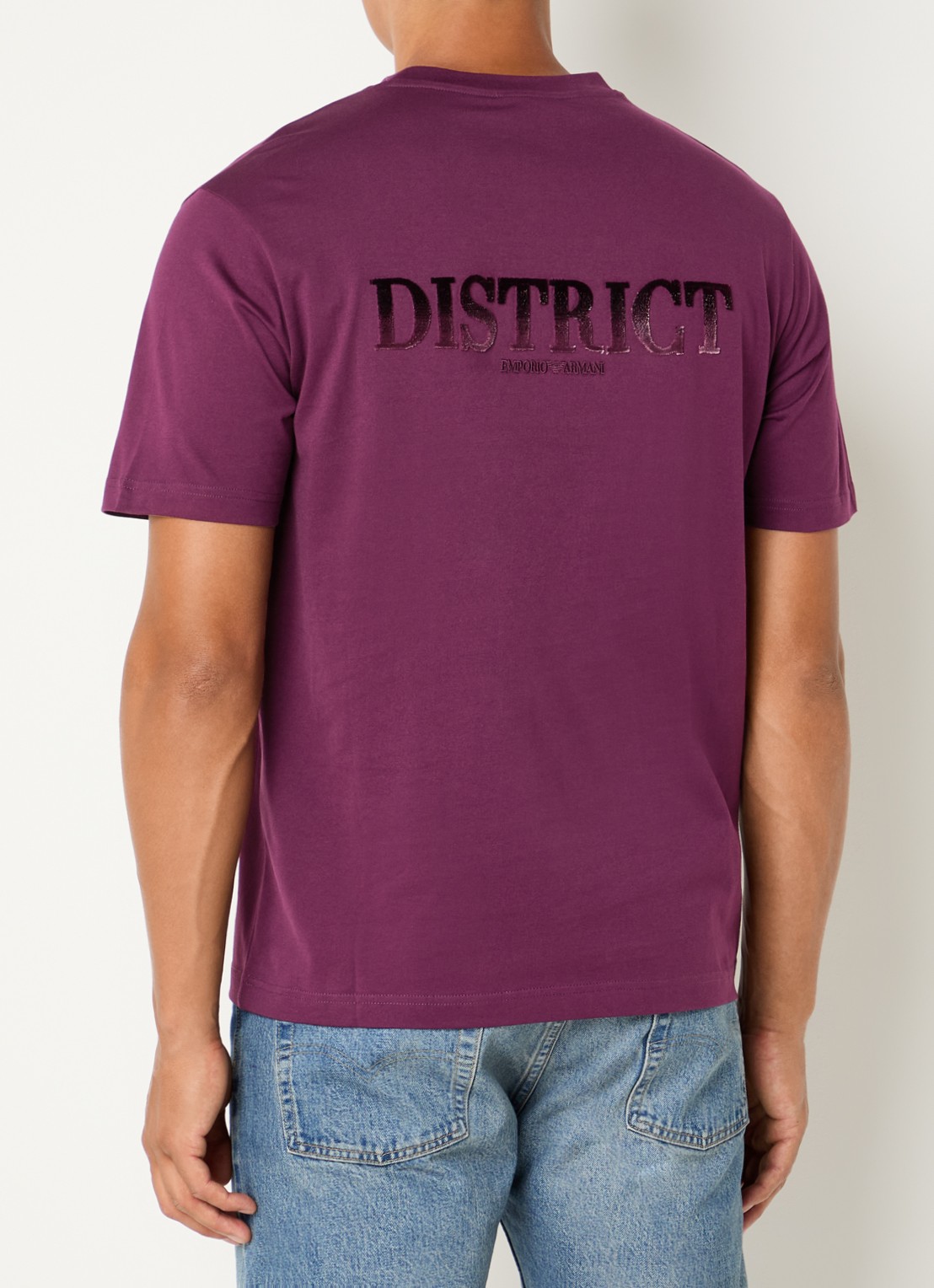 Armani T-shirt met borduring - detail aubergine