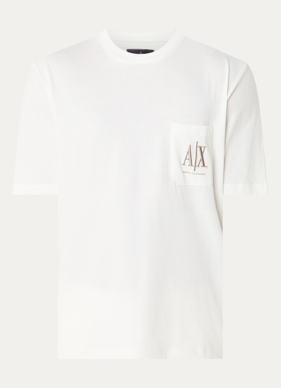 Armani T-shirt met borstzak en logoborduring - voorkant 2 gebroken wit