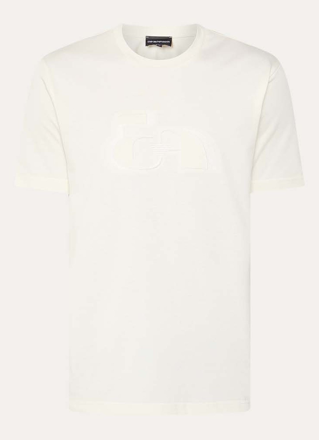 Armani T-shirt met flock logoprint - voorkant 3 gebroken wit