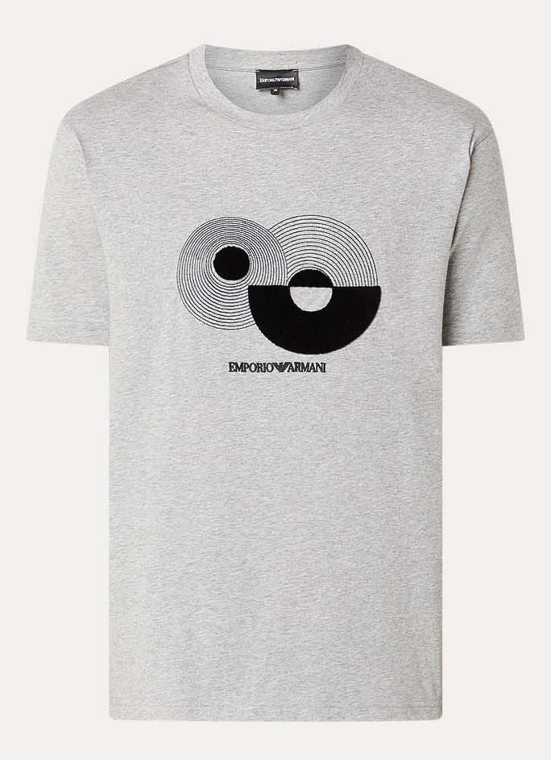 Armani T-shirt met flock logoprint - voorkant grijsmele