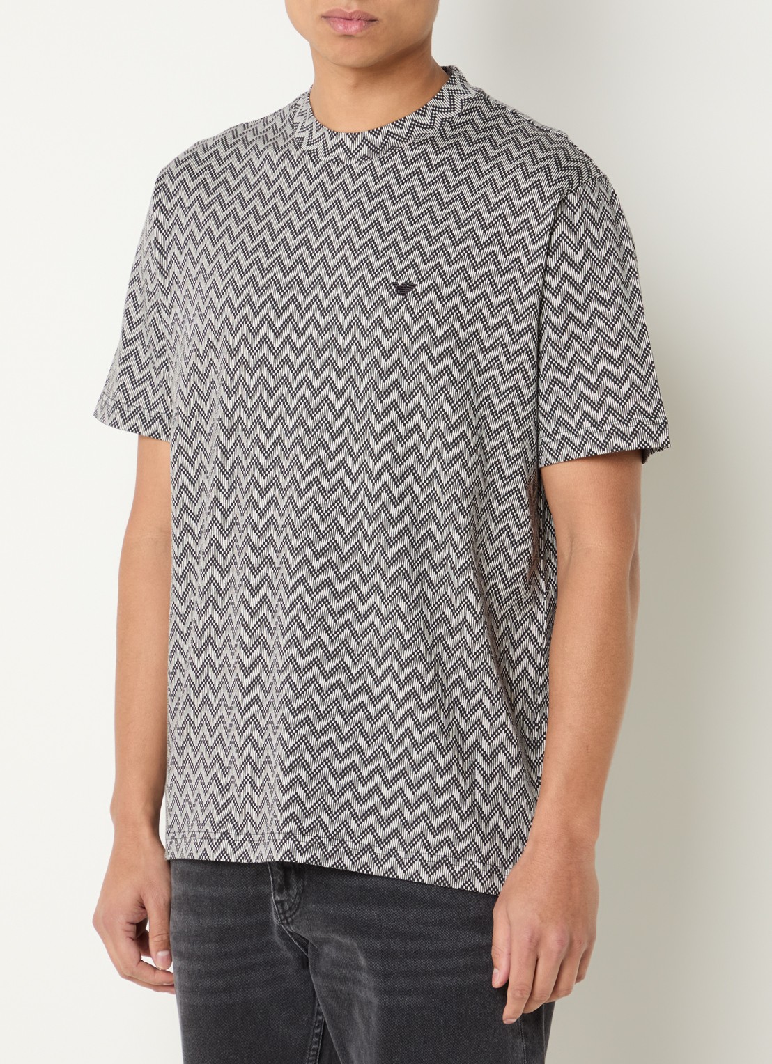 Armani T-shirt met grafische print - detail antraciet