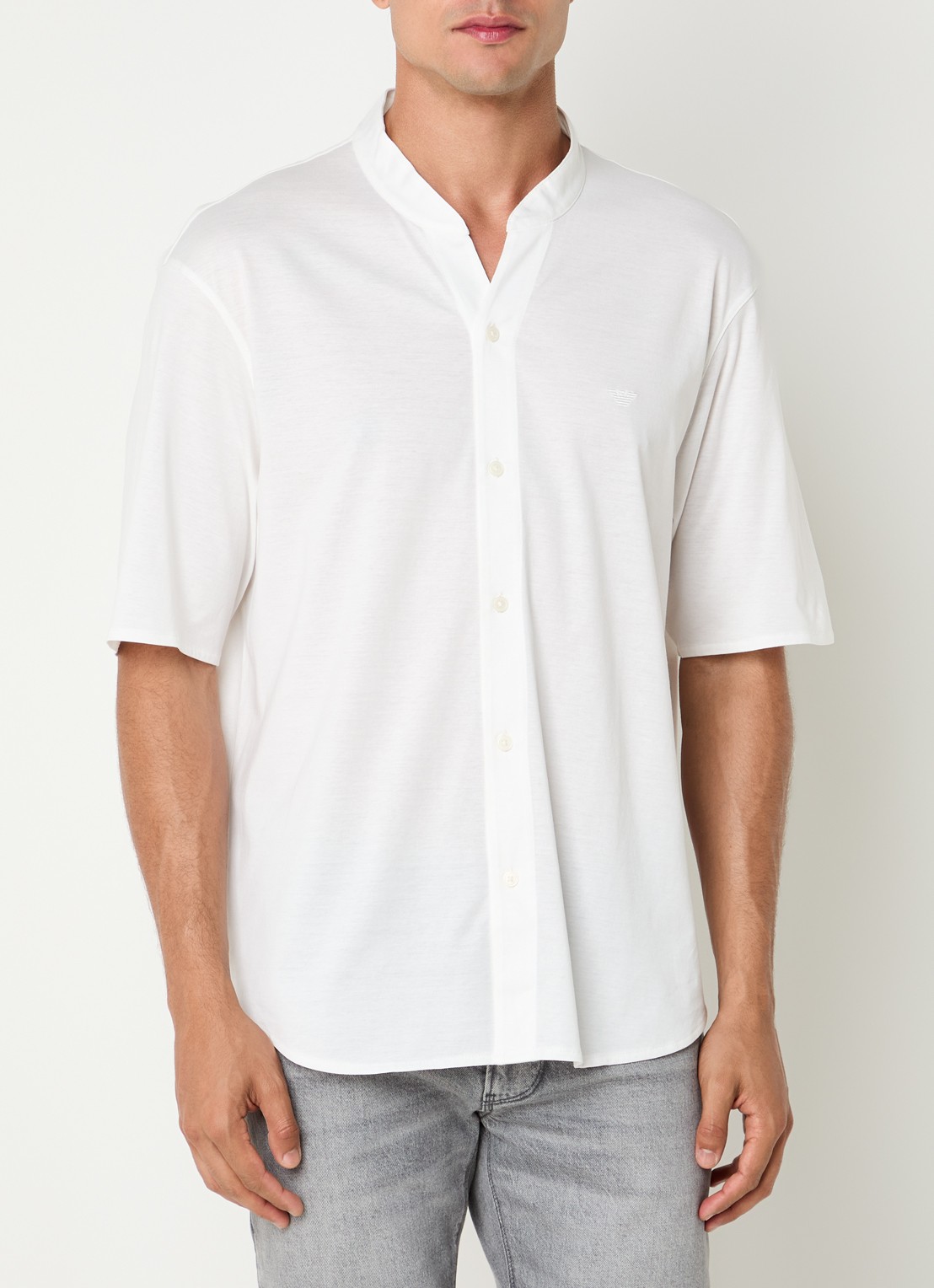 Armani T-shirt met knoopsluiting - detail 4 wit