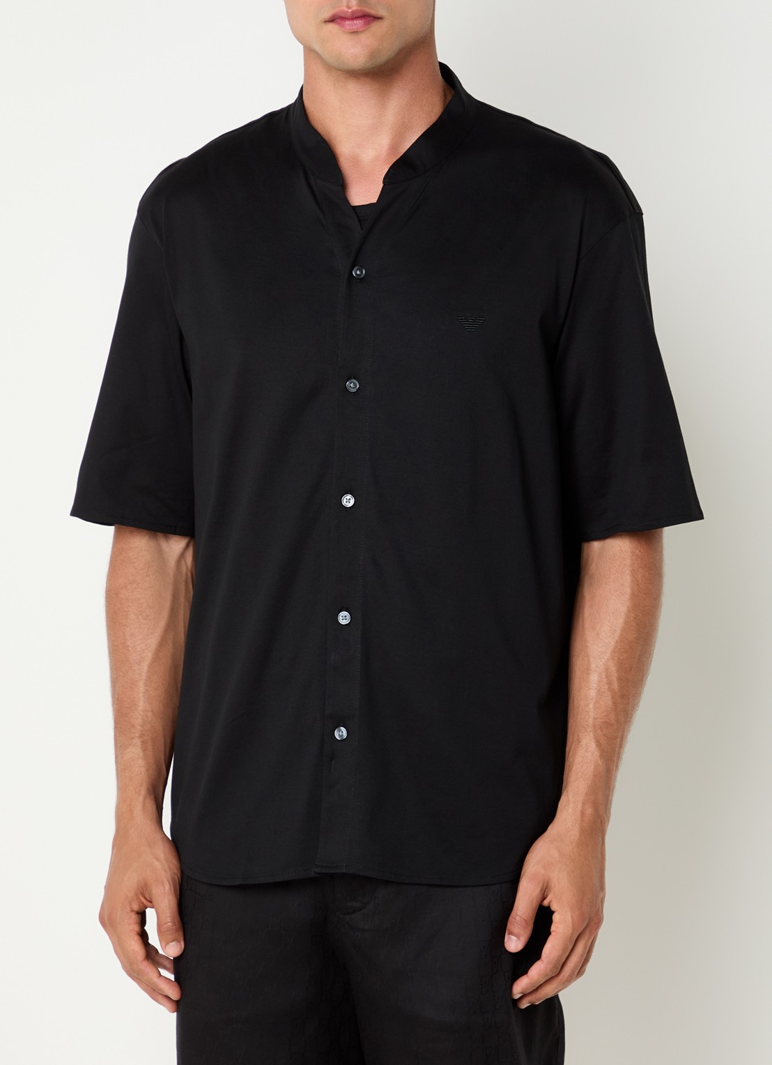 Armani T-shirt met knoopsluiting - detail 2 zwart