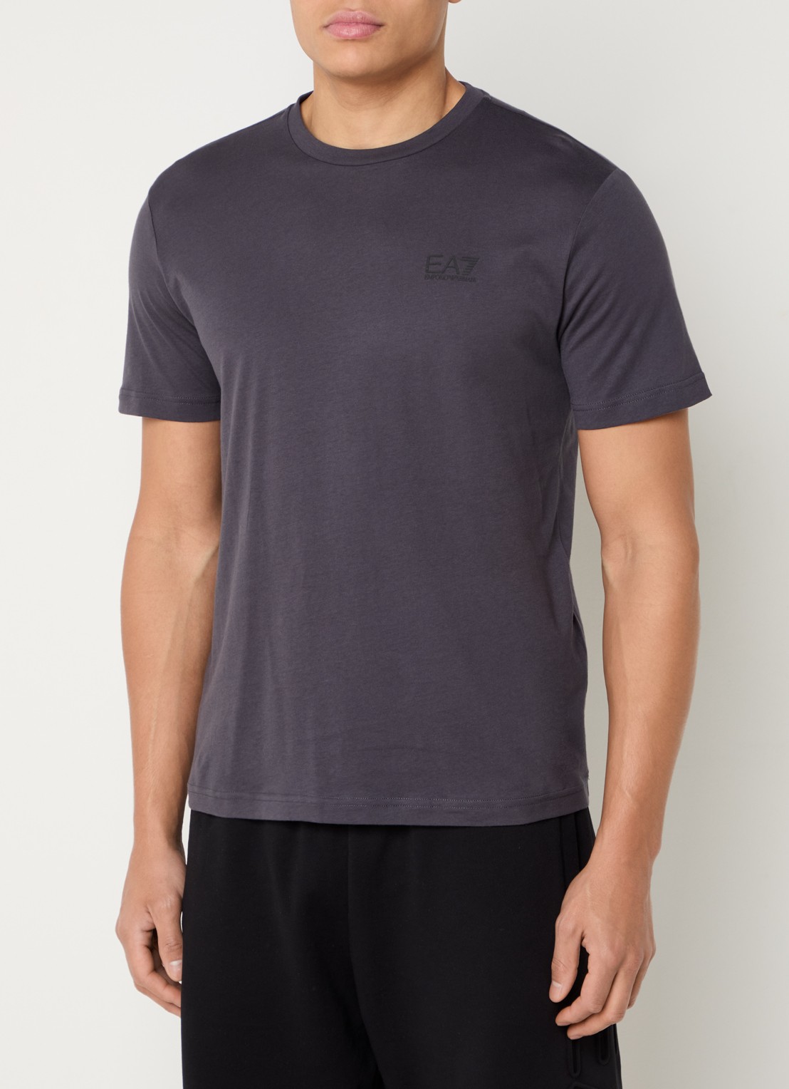 Armani T-shirt met logo- en backprint - achterkant 4 donkergrijs
