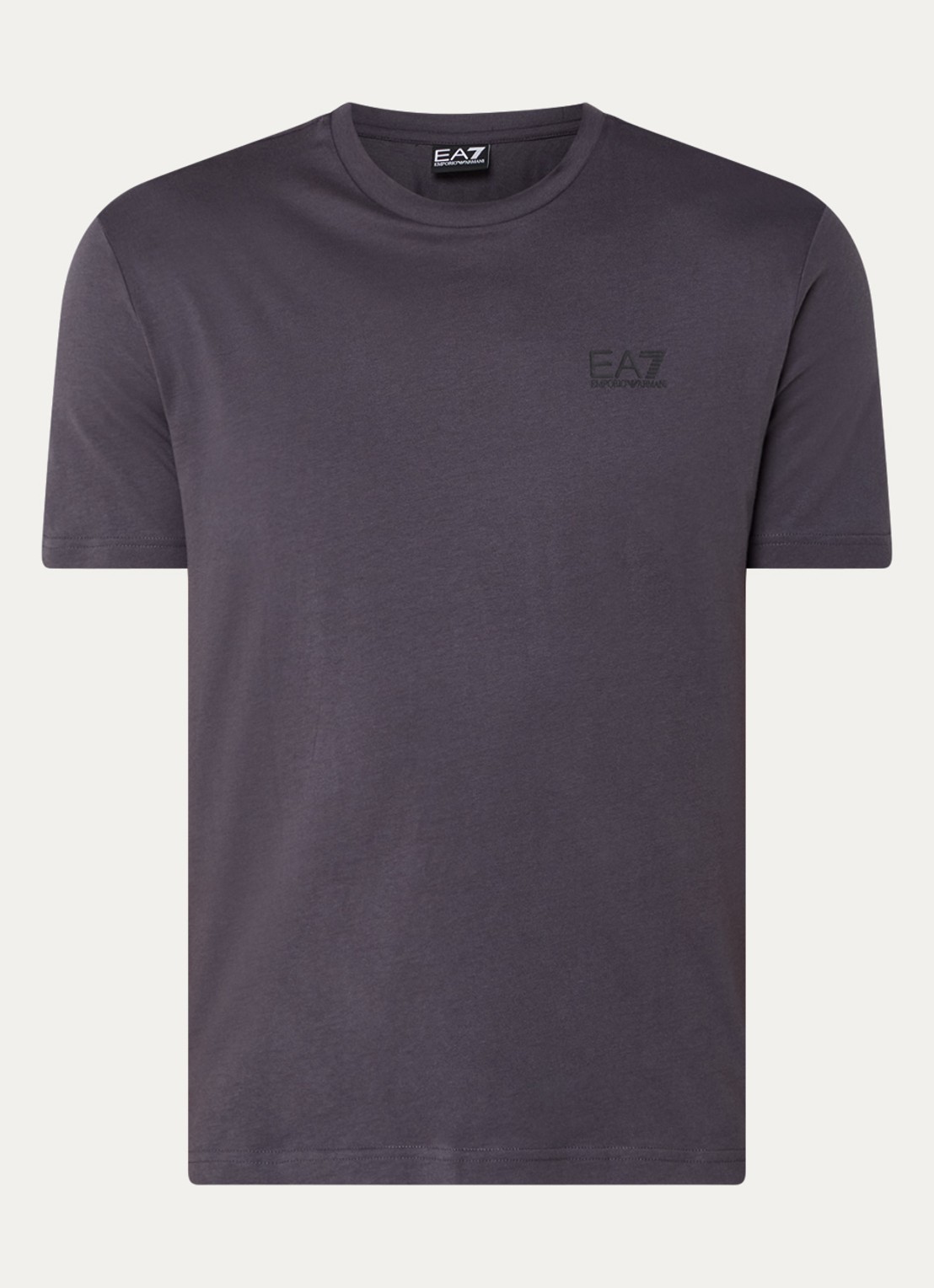 Armani T-shirt met logo- en backprint - voorkant 2 donkergrijs