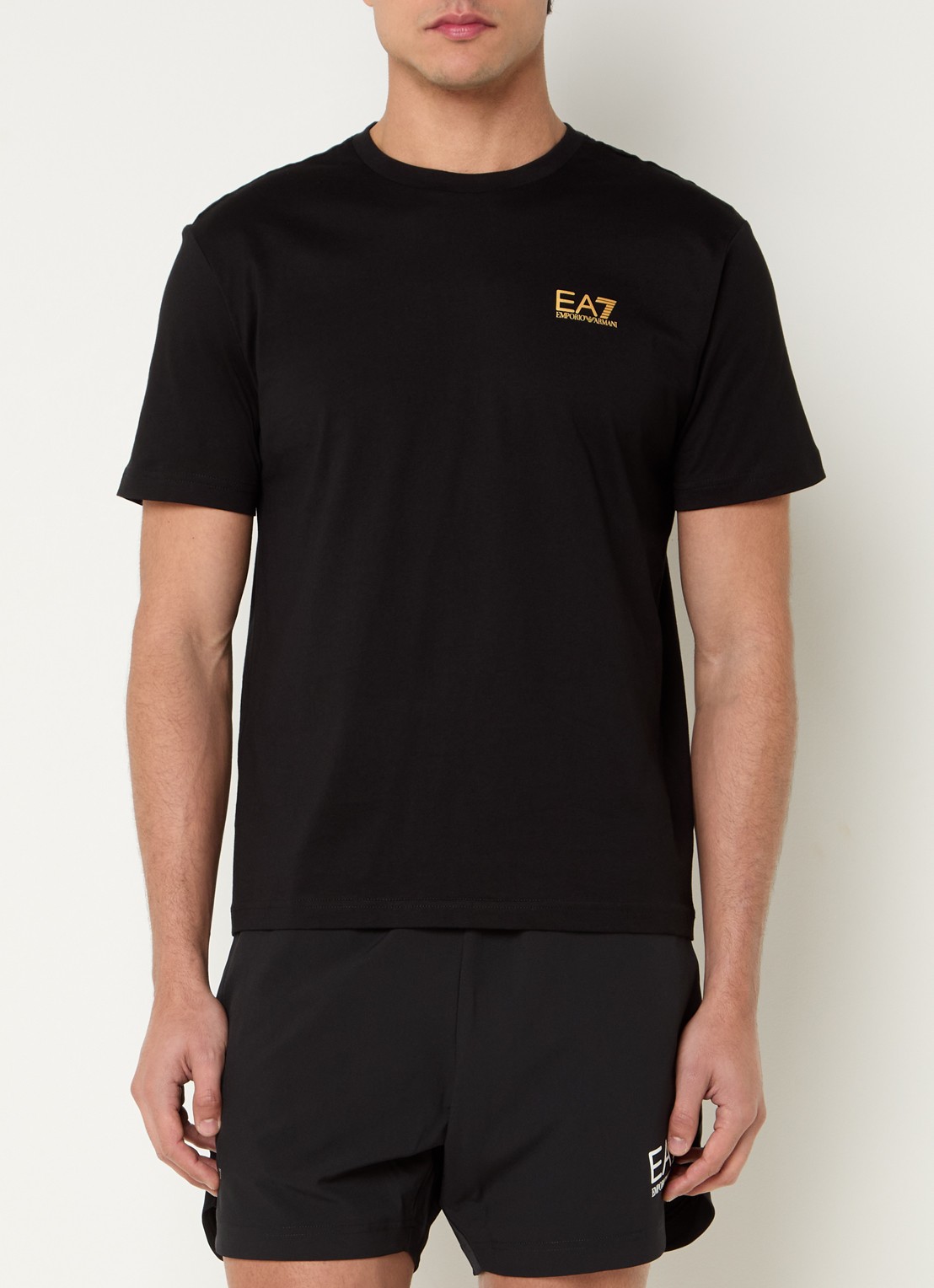 Armani T-shirt met logo- en backprint - achterkant 2 zwart