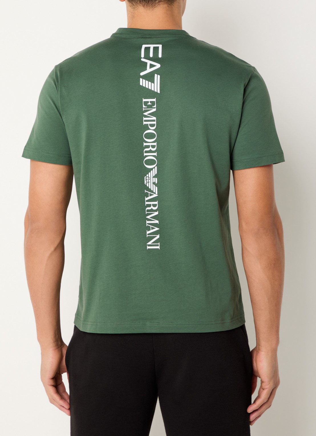 Armani T-shirt met logo- en backprint - detail 2 groen