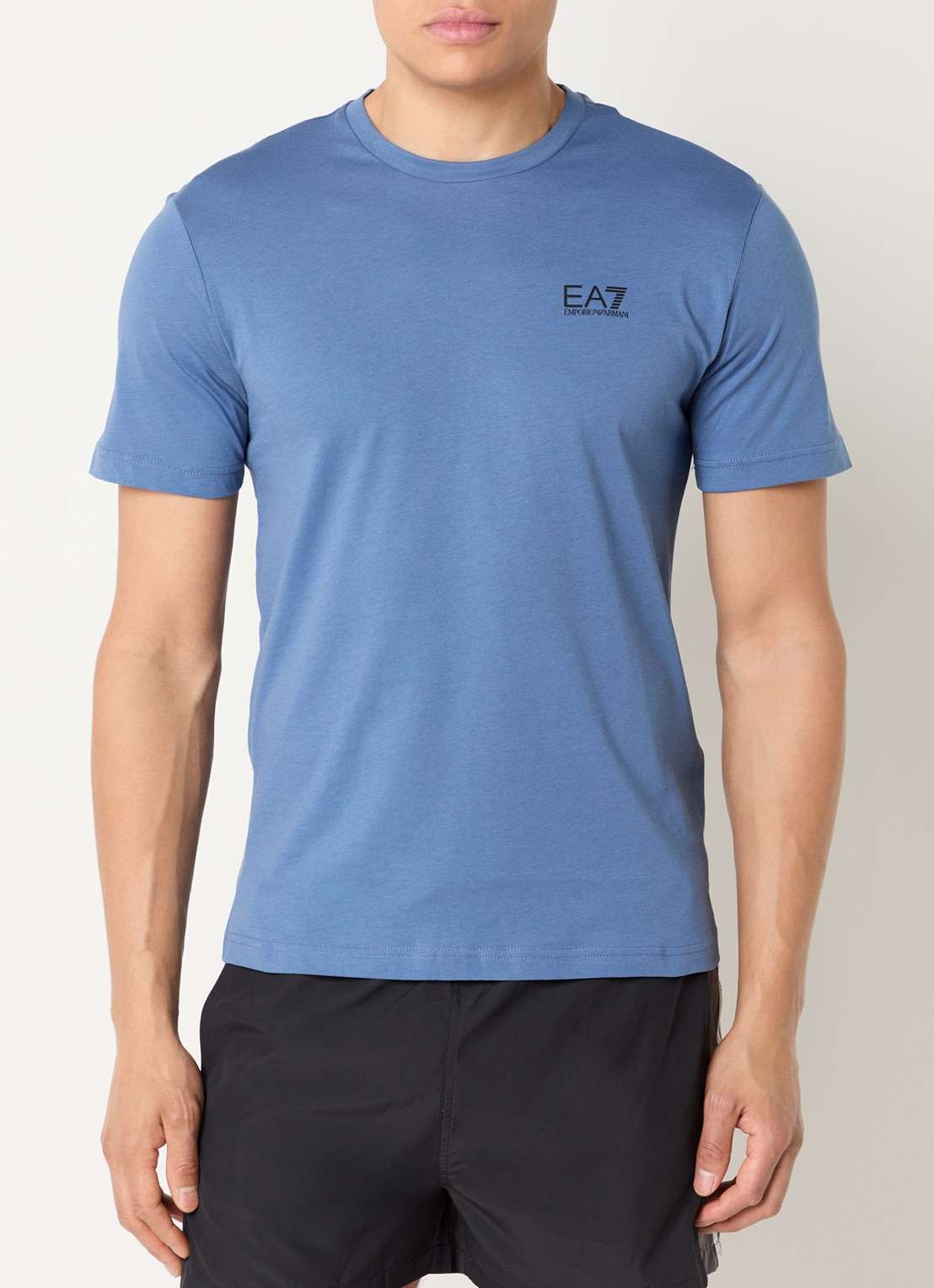 Armani T-shirt met logo- en backprint - achterkant 3 staalblauw