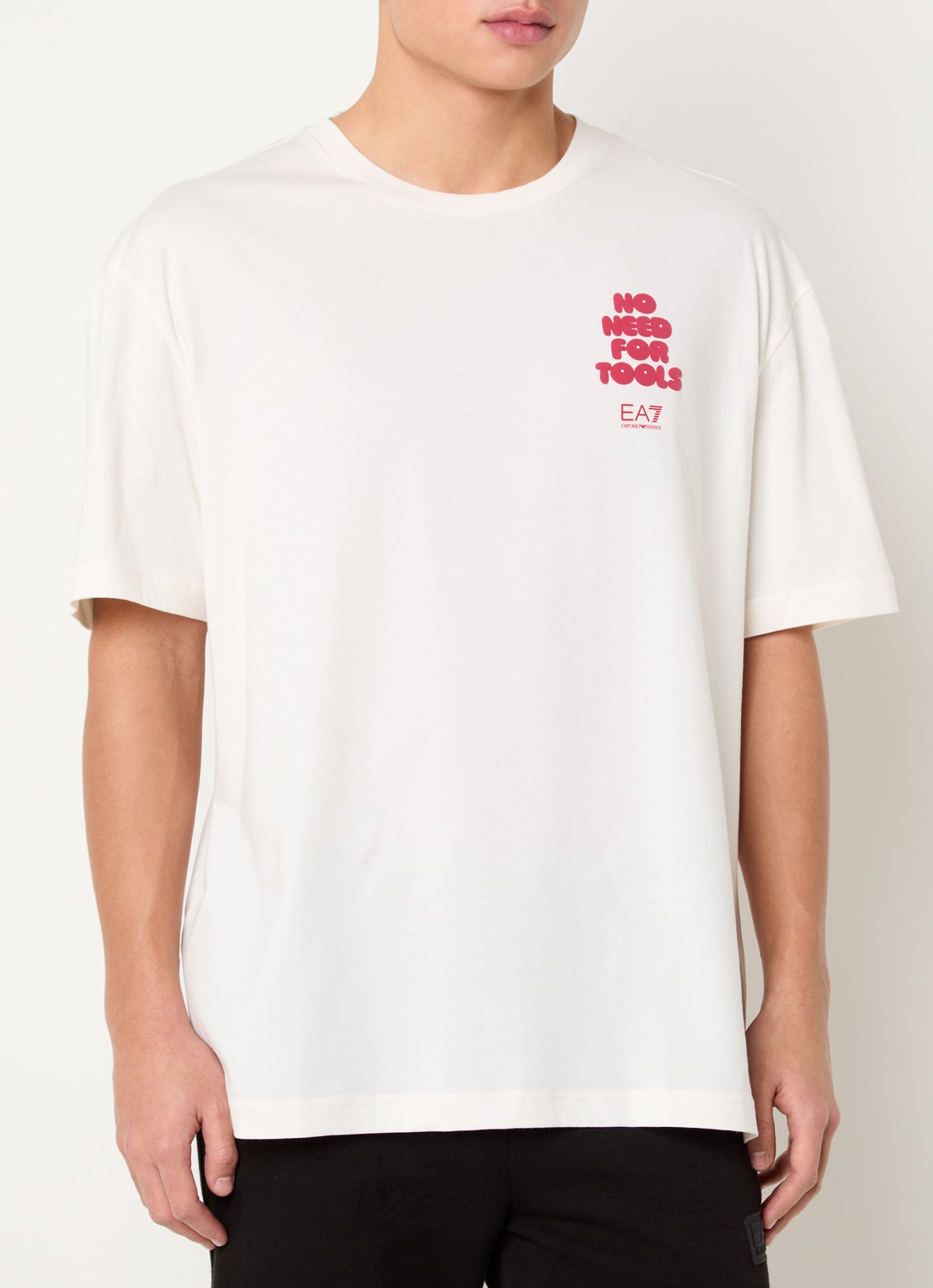 Armani T-shirt met logo- en backprint - achterkant 4 creme
