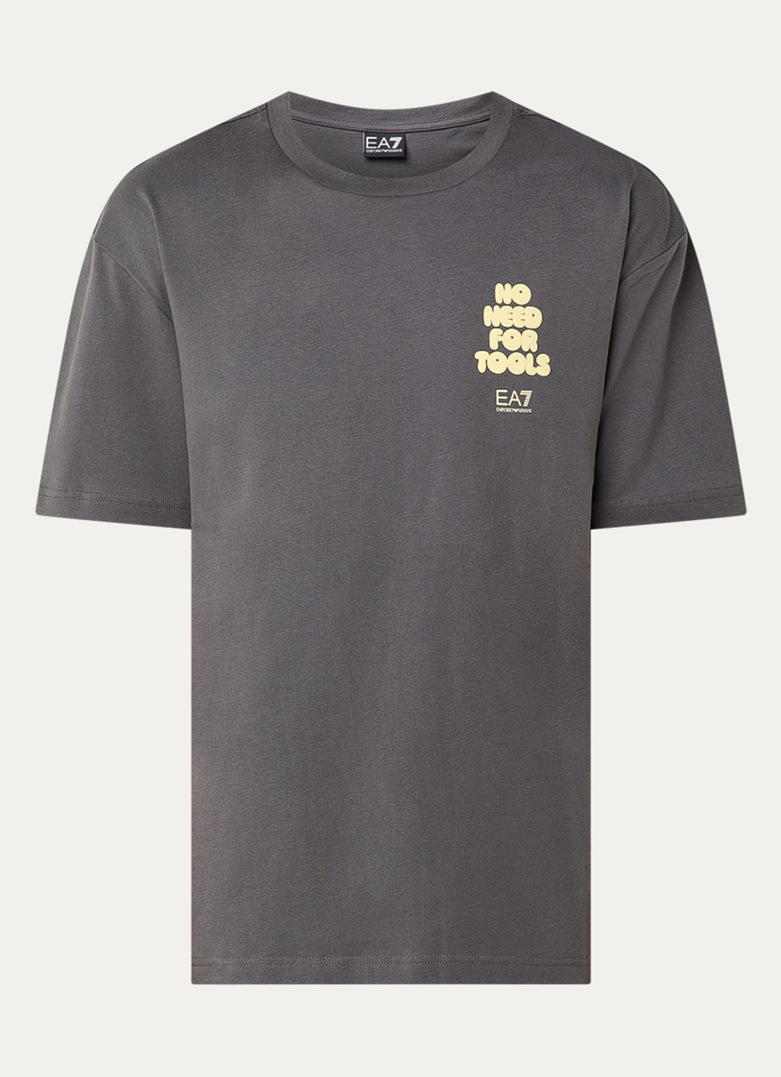 Armani T-shirt met logo- en backprint - voorkant 2 grijs