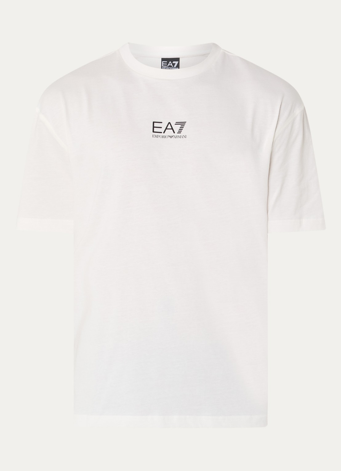 Armani T-shirt met logo- en backprint - voorkant 3 gebroken wit