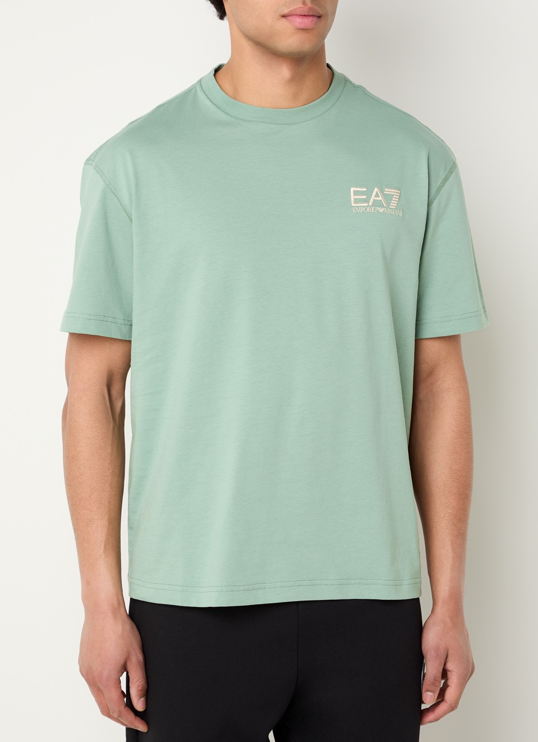Armani T-shirt met logo- en backprint - achterkant 4 groen