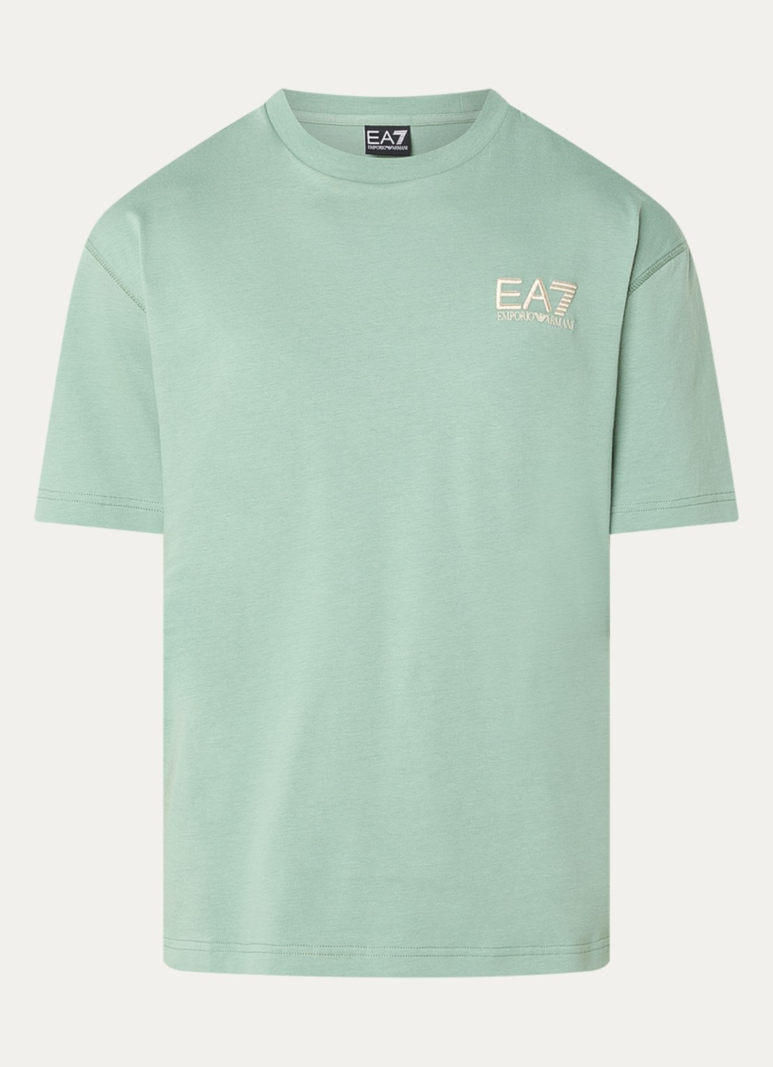 Armani T-shirt met logo- en backprint - voorkant groen