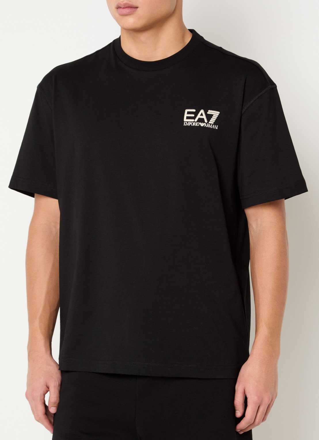 Armani T-shirt met logo- en backprint - achterkant 3 zwart