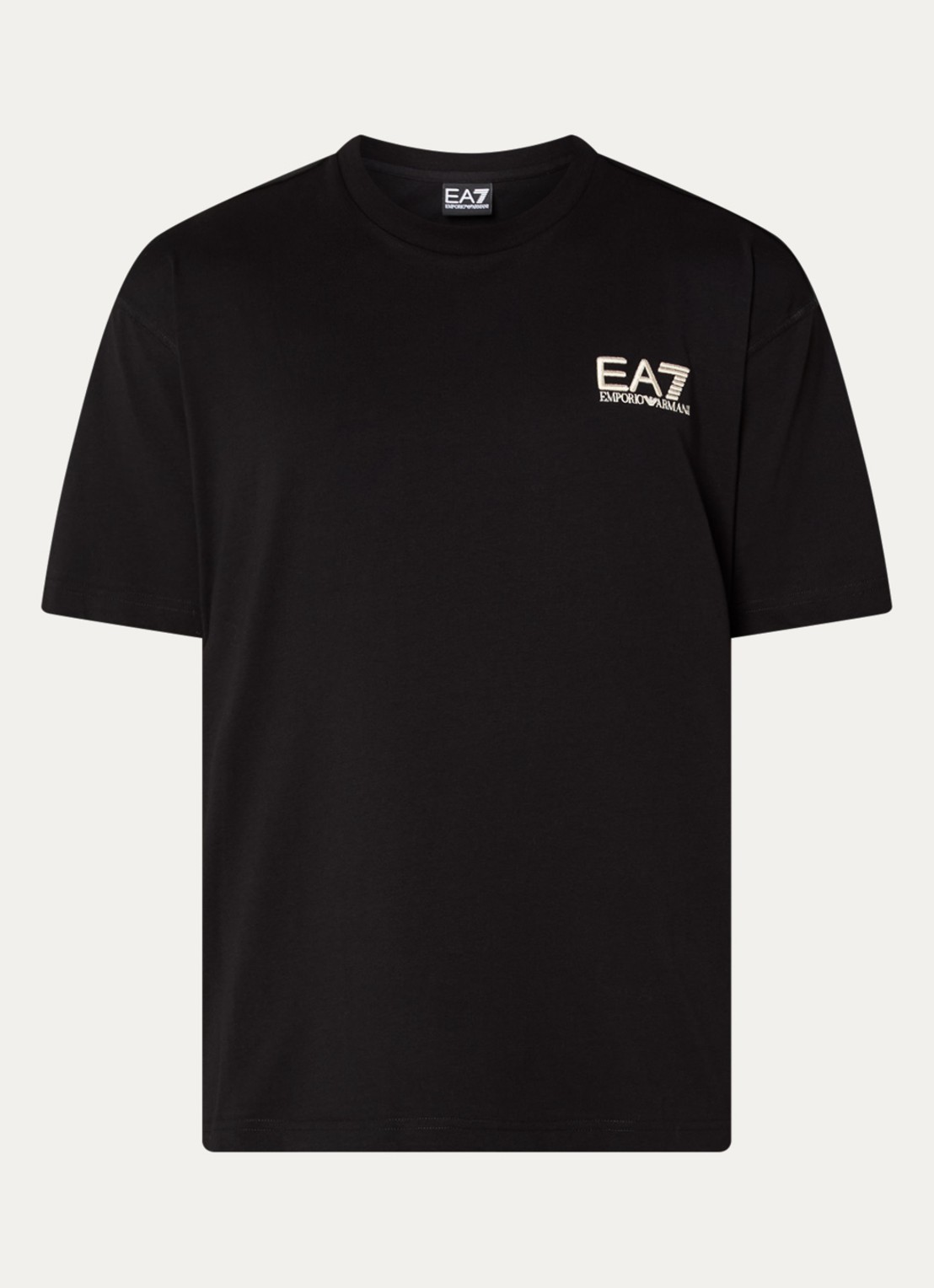 Armani T-shirt met logo- en backprint - voorkant zwart