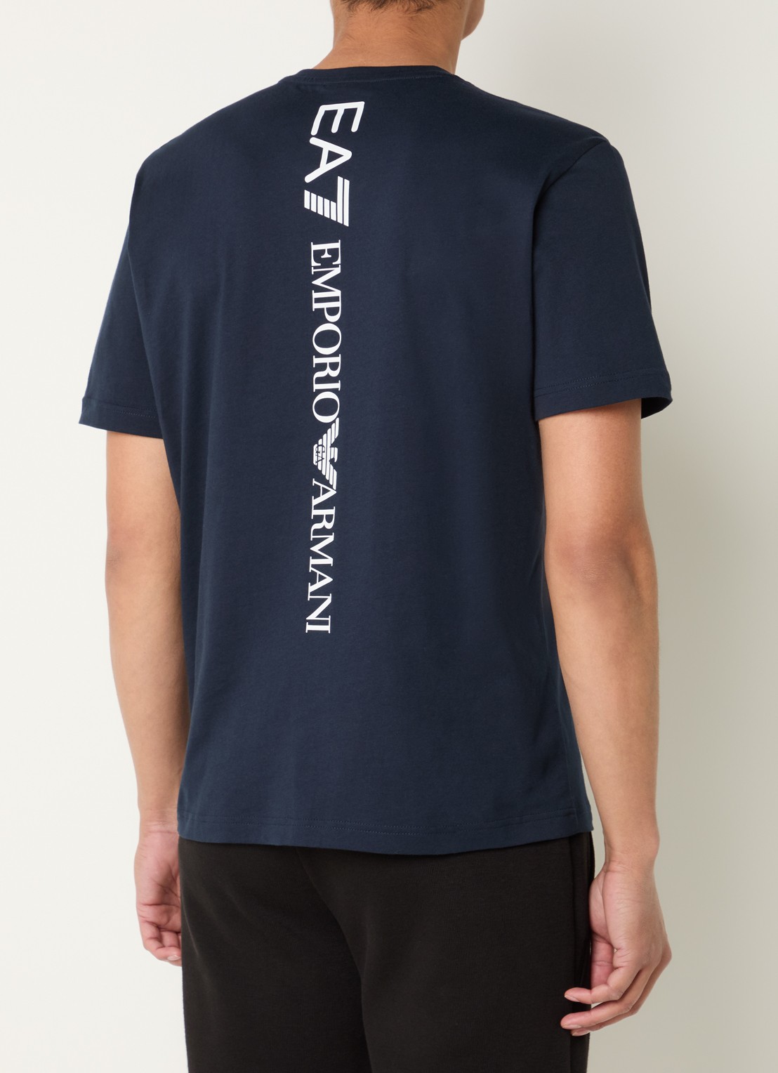 Armani T-shirt met logo- en backprint - achterkant 4 donkerblauw