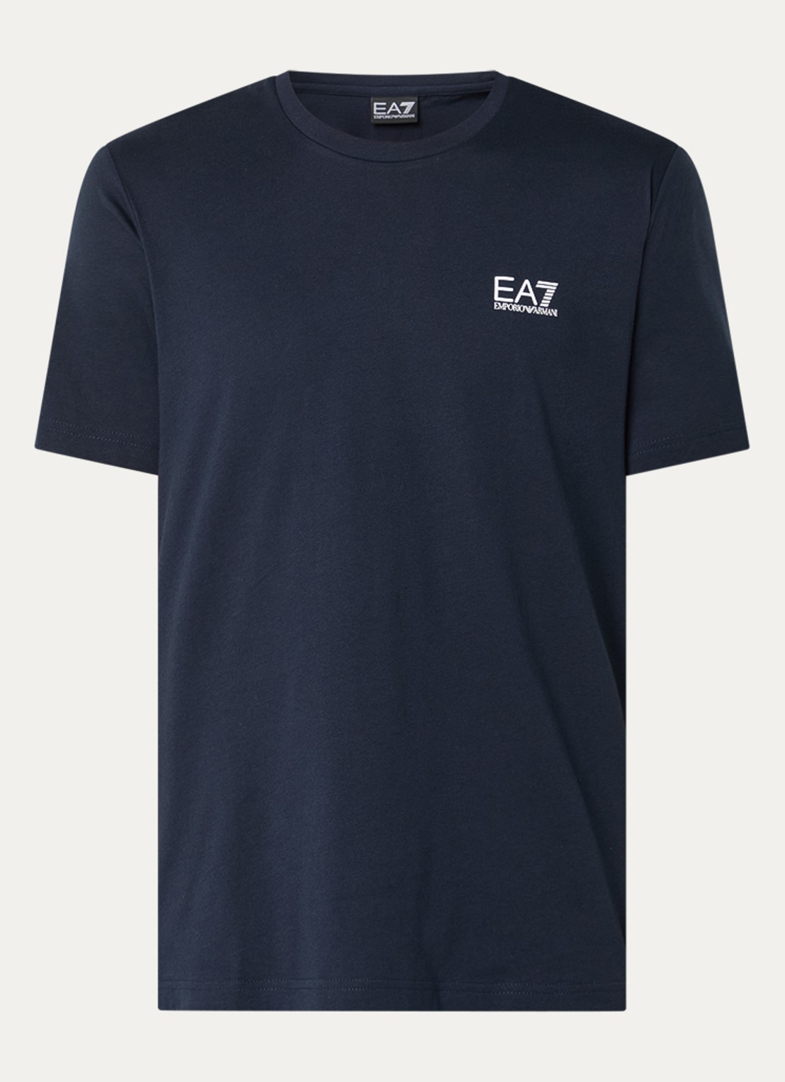 Armani T-shirt met logo- en backprint - voorkant donkerblauw