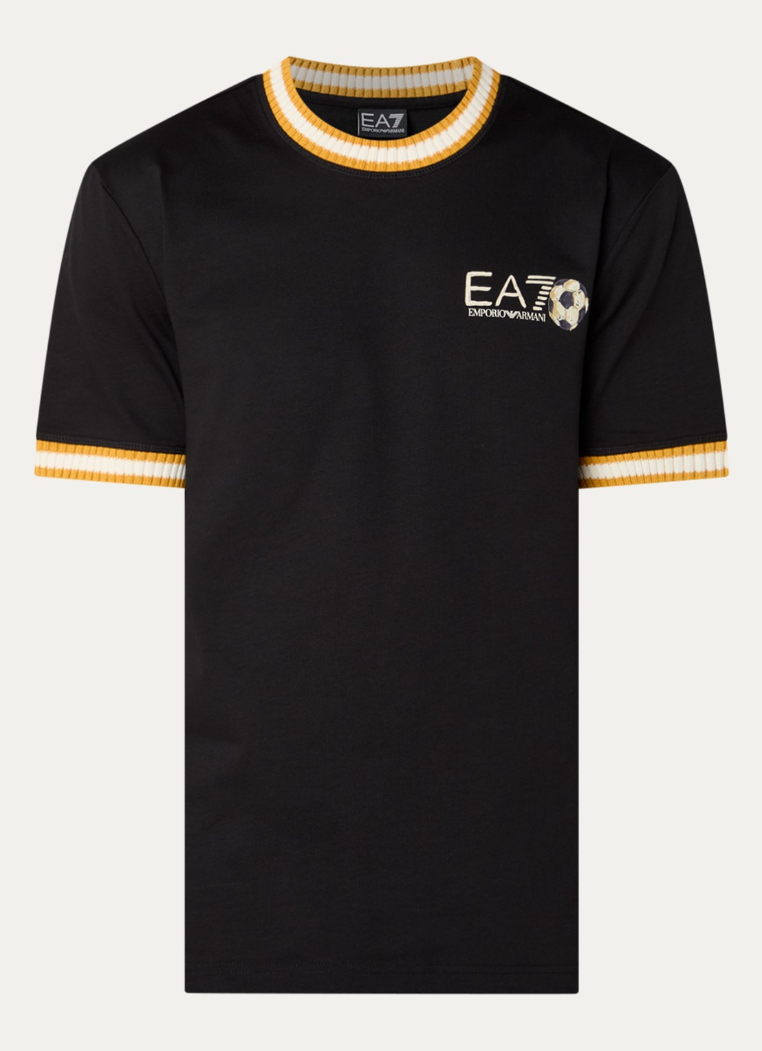Armani T-shirt met logo- en backprint - voorkant zwart