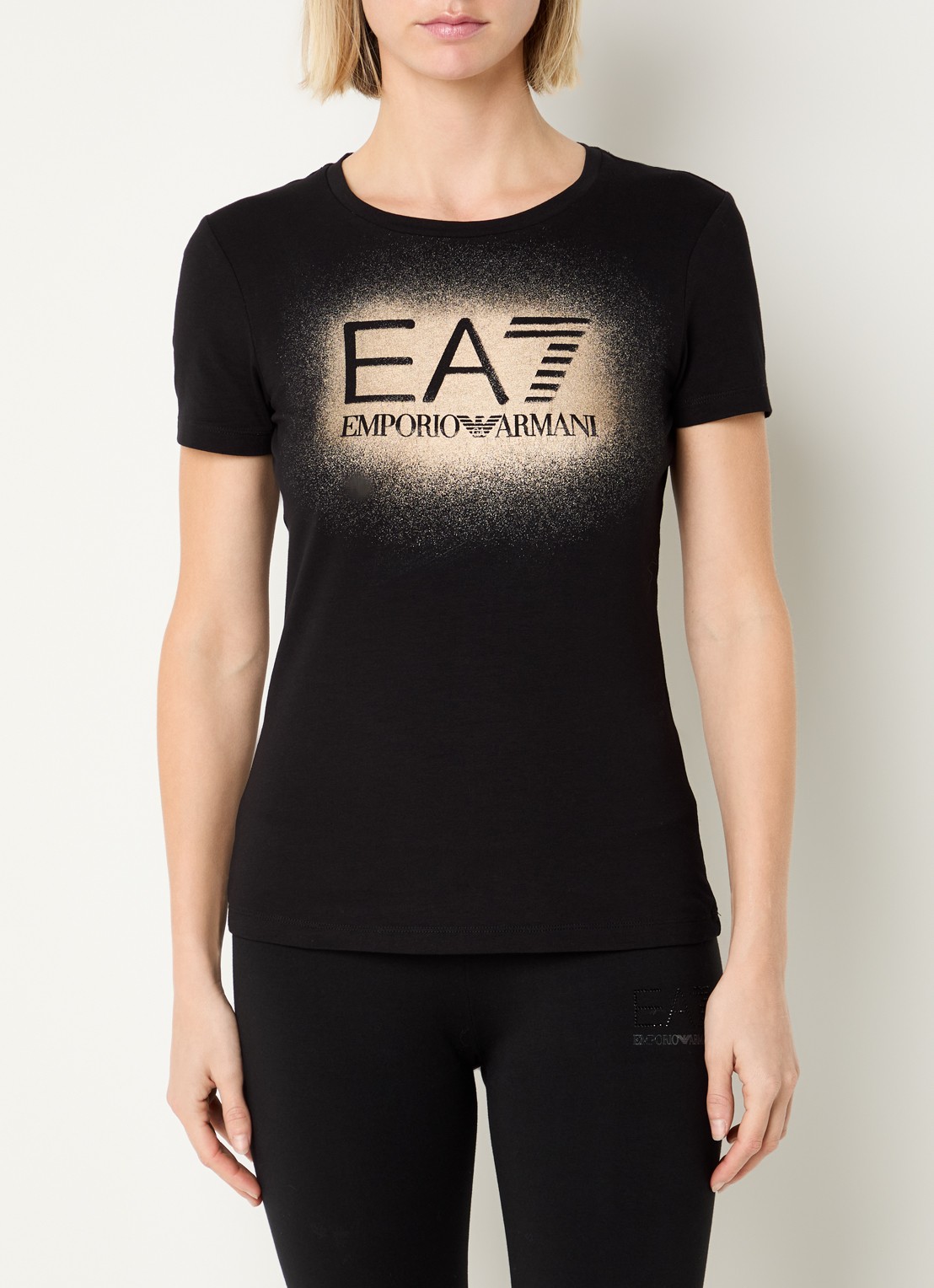 Armani T-shirt met logo en lurex - detail 4 zwart