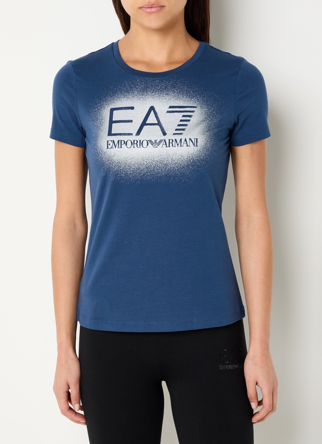 Armani T-shirt met logo en lurex - detail 4 blauw