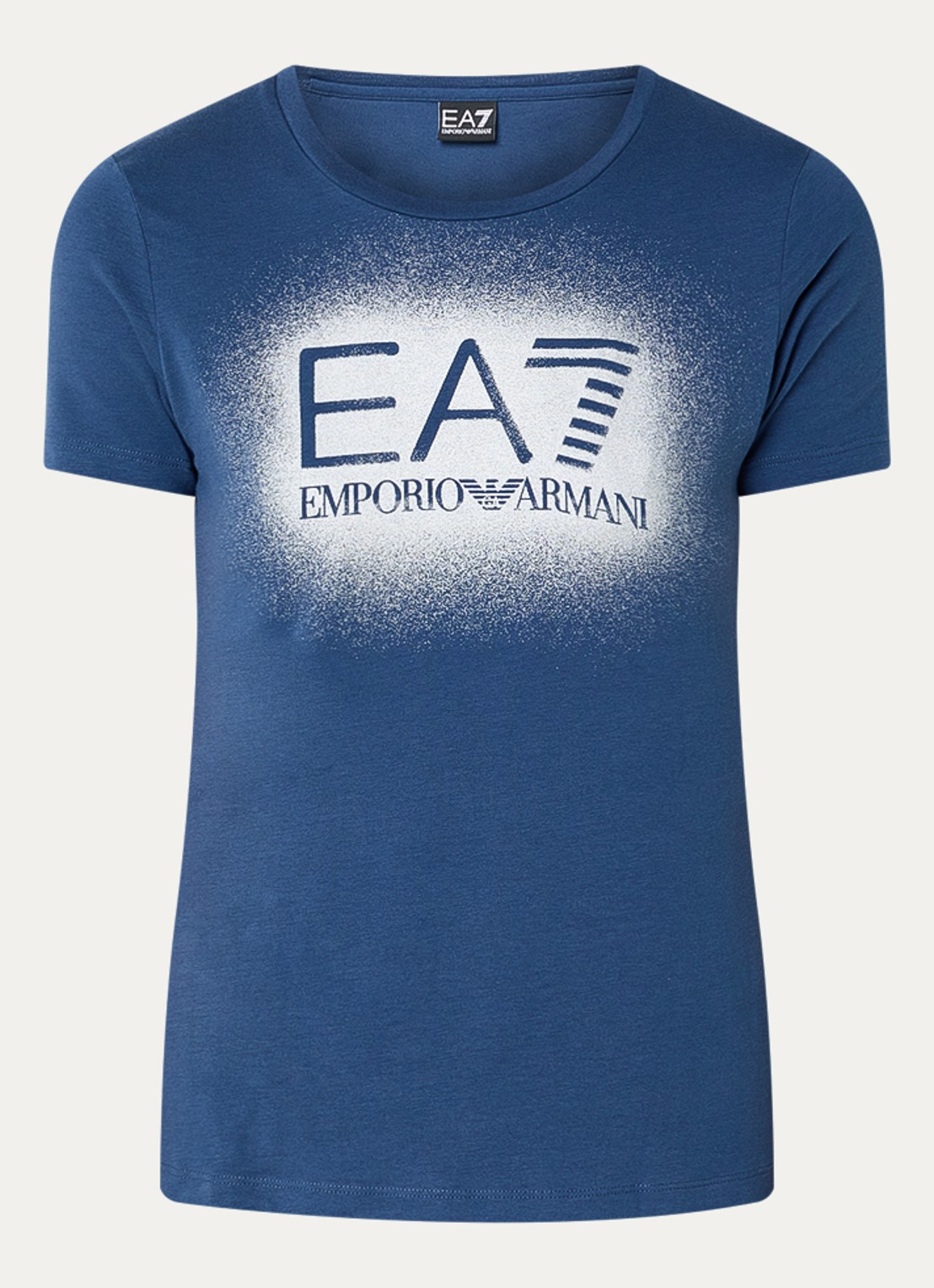 Armani T-shirt met logo en lurex - voorkant blauw