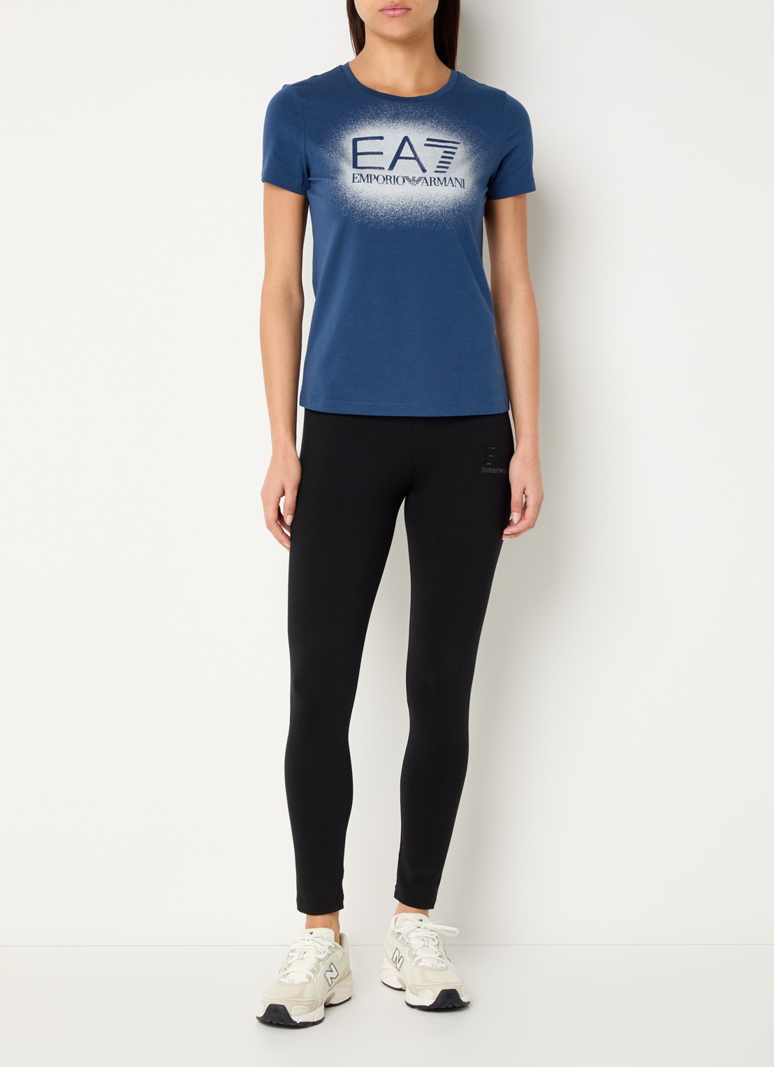 Armani T-shirt met logo en lurex - voorkant 2 blauw