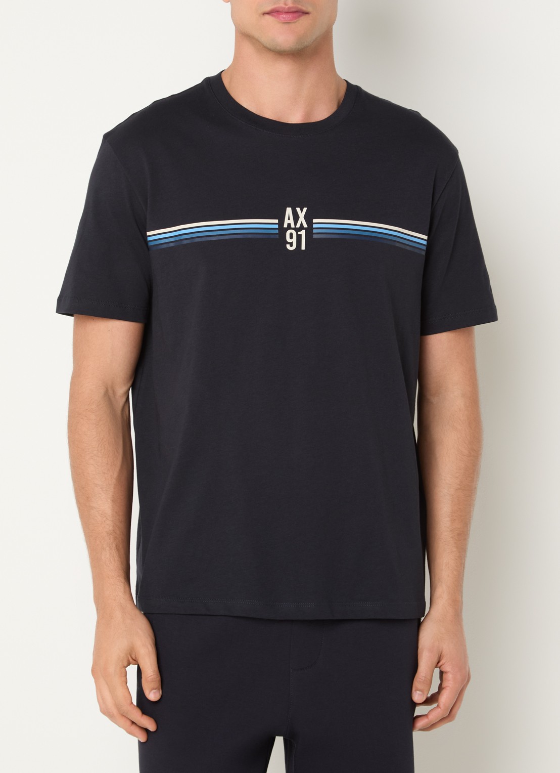 Armani T-shirt met logo en print - detail 4 donkerblauw