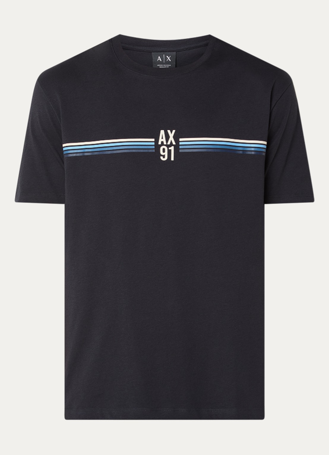 Armani T-shirt met logo en print - voorkant donkerblauw