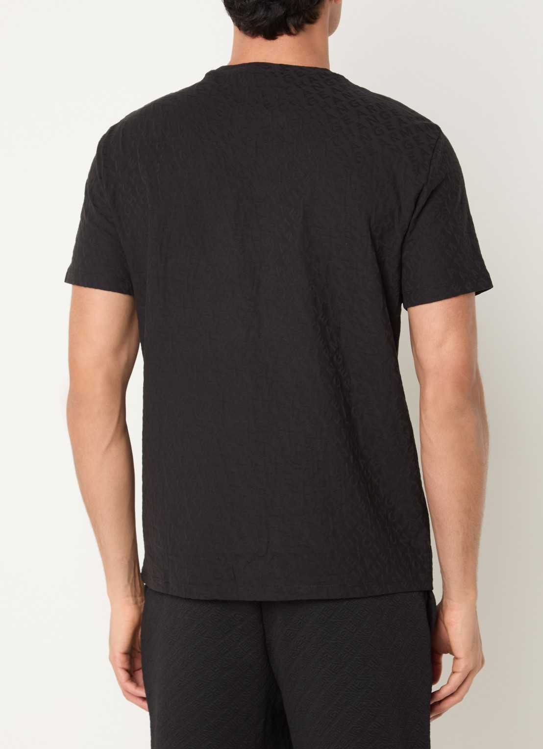 Armani T-shirt met logo en structuur - achterkant 4 zwart