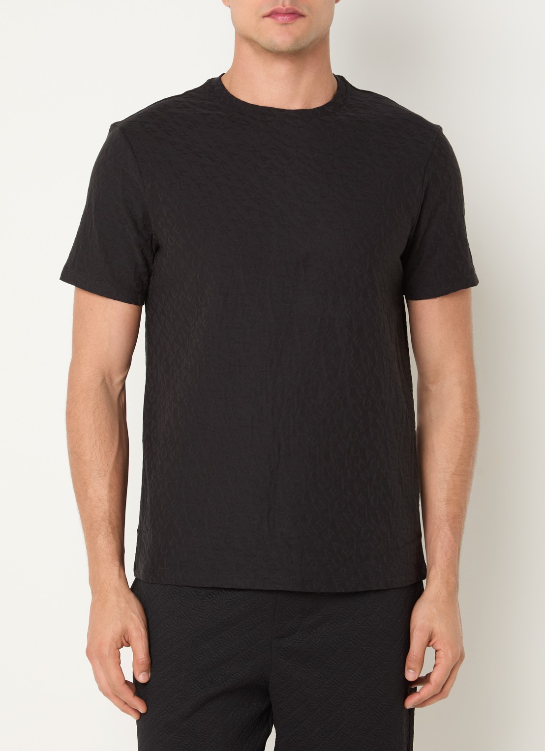 Armani T-shirt met logo en structuur - detail 3 zwart