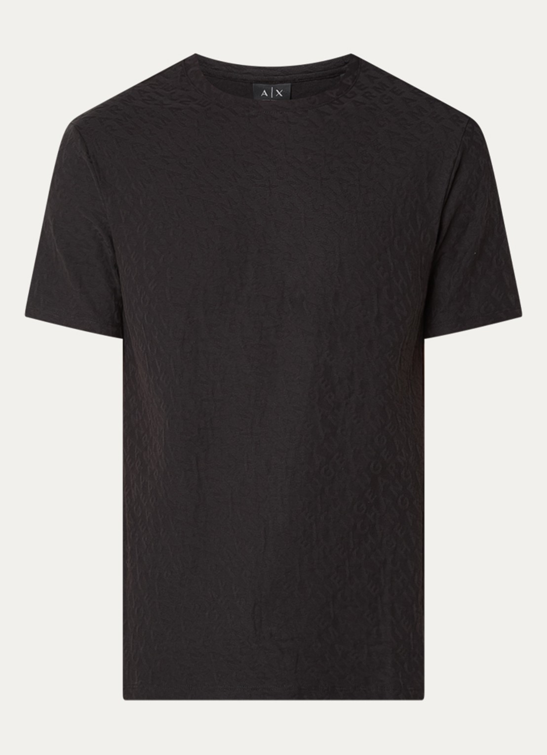 Armani T-shirt met logo en structuur - voorkant zwart