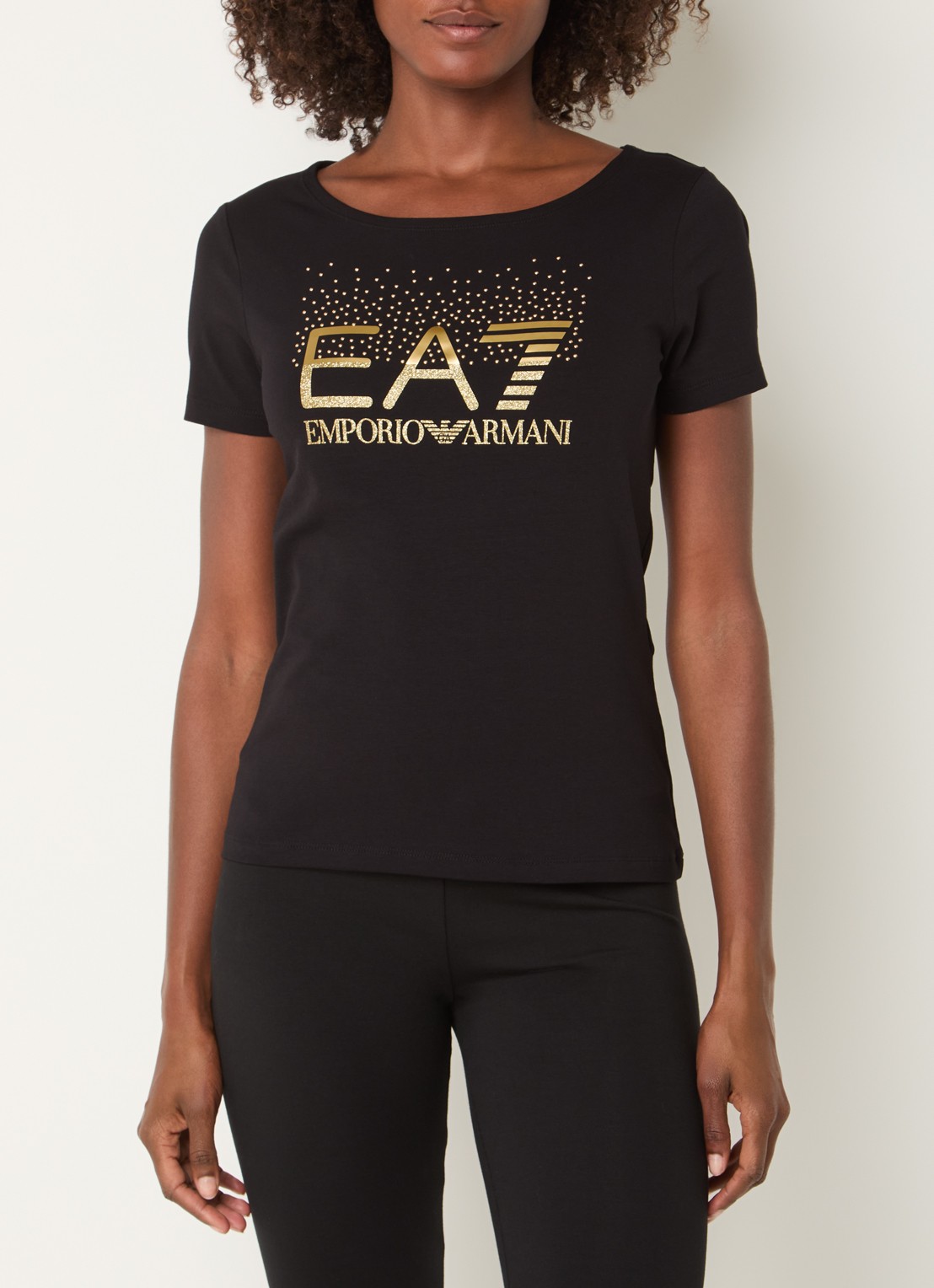 Armani T-shirt met logo en studs - detail 4 zwart