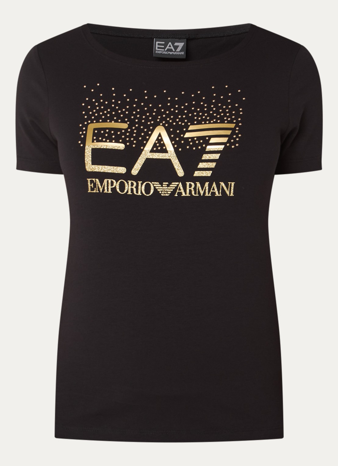 Armani T-shirt met logo en studs - voorkant 2 zwart