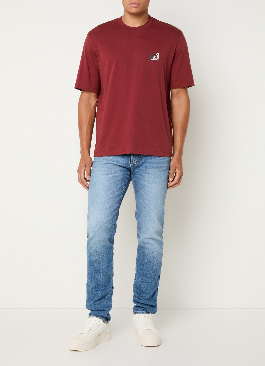 Armani T-shirt met logo - voorkant 2 donkerrood