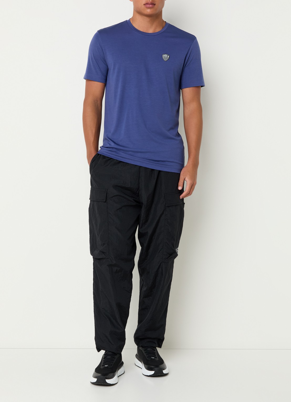 Armani T-shirt met logo  - voorkant 2 kobaltblauw