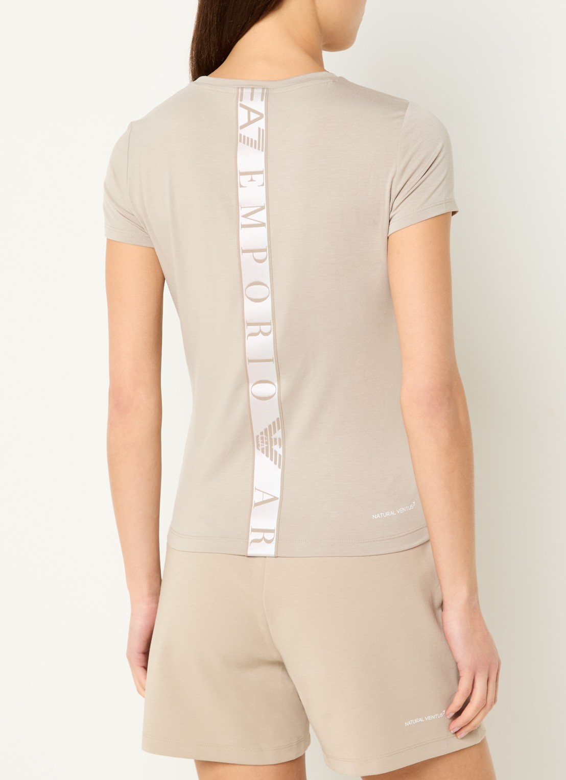 Armani T-shirt met logo - detail beige