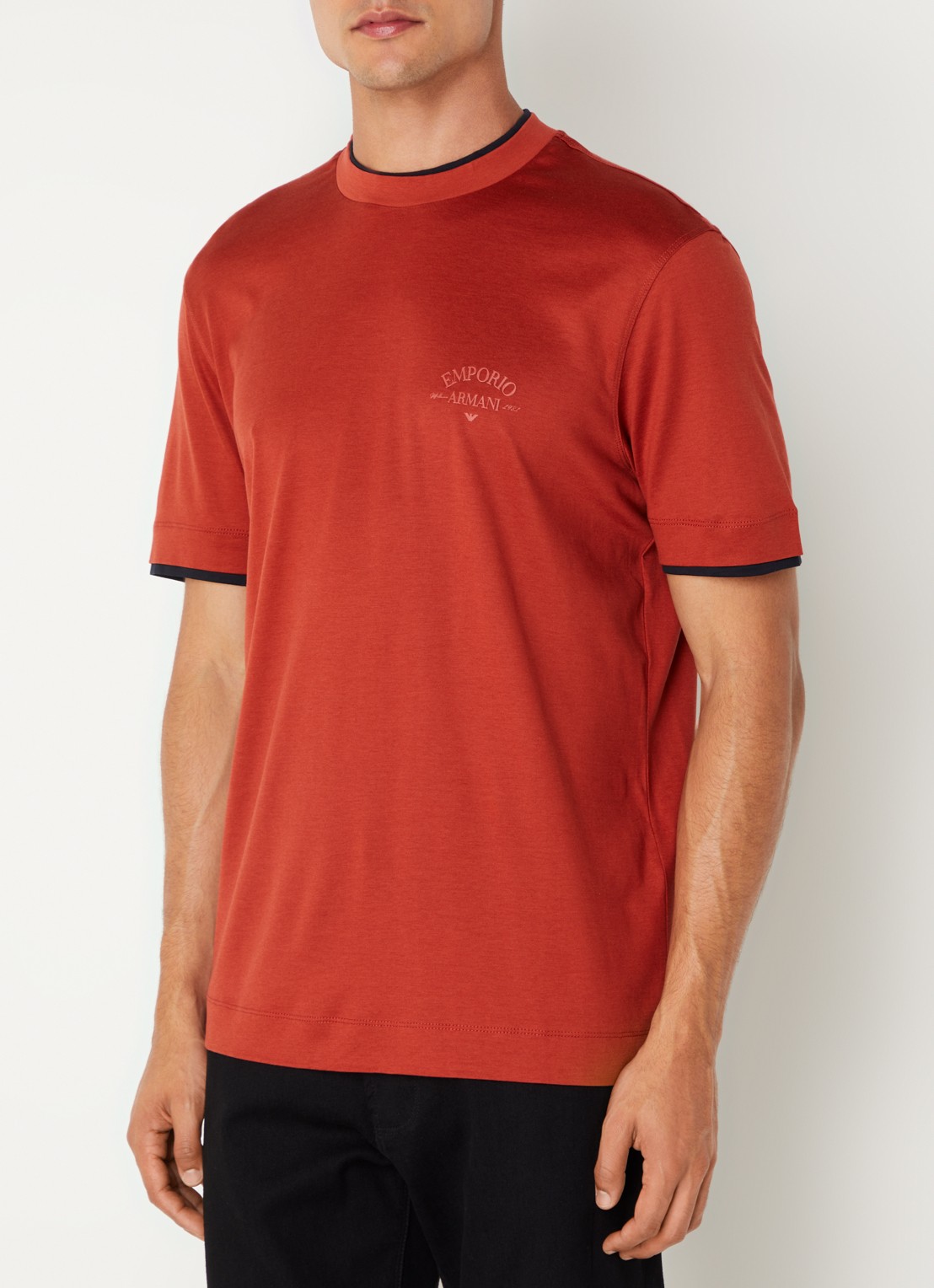 Armani T-shirt  met logo - detail 4 oranjerood