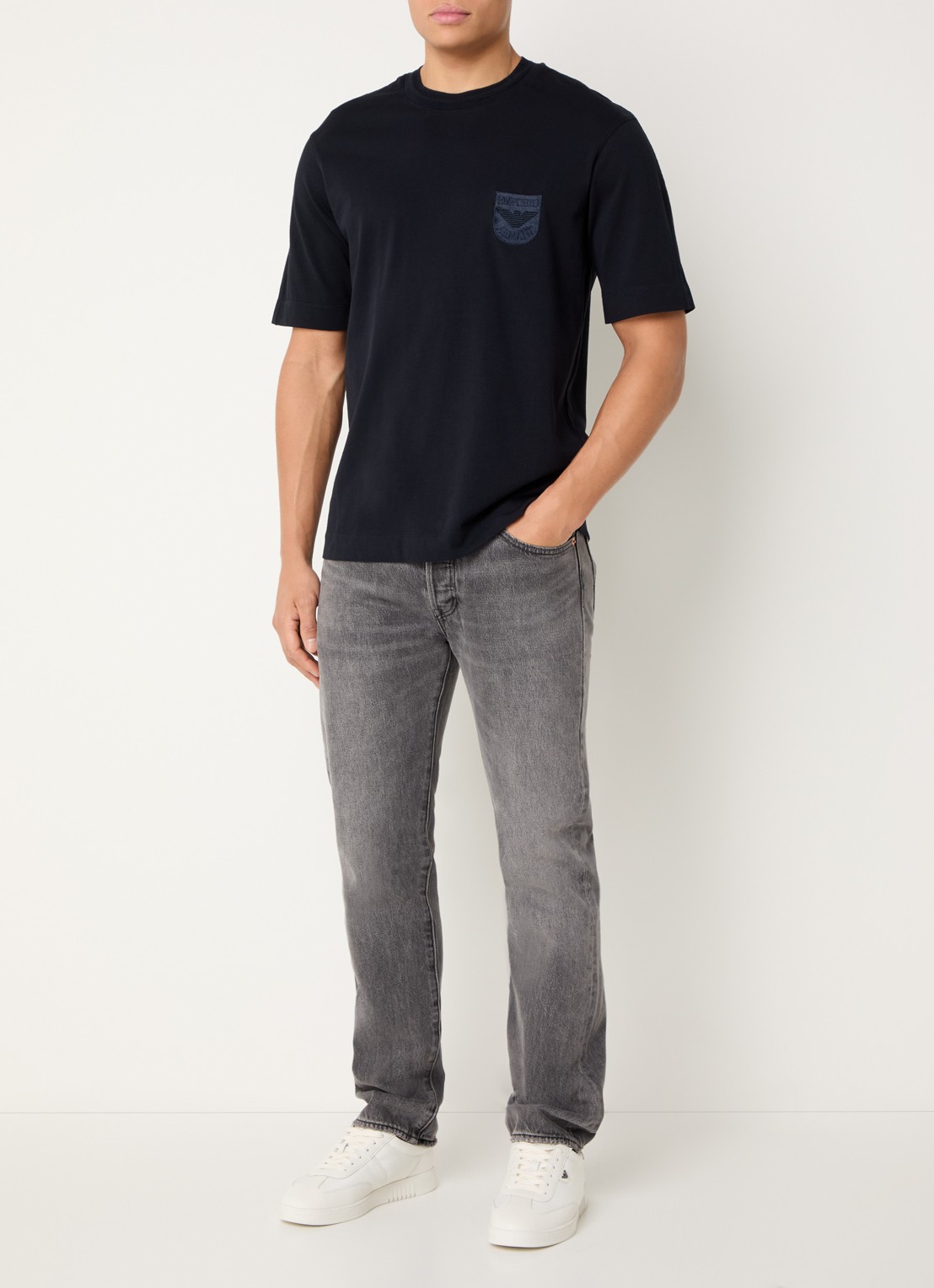 Armani T-shirt met logo - voorkant 2 donkerblauw