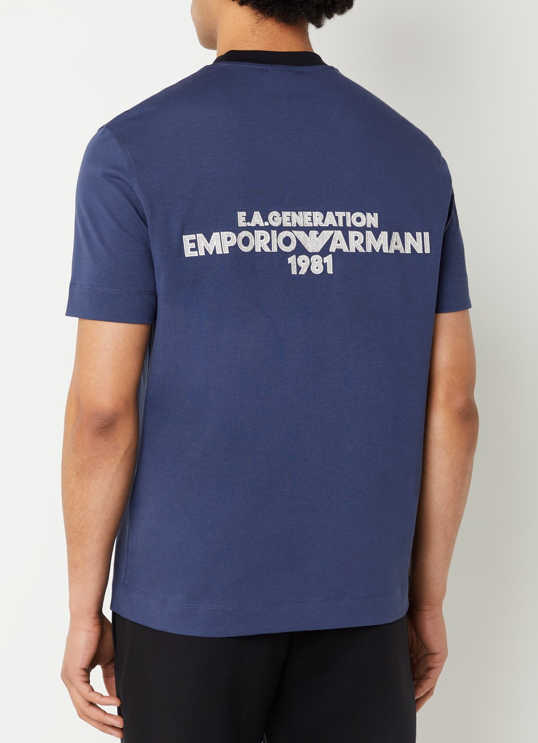 Armani T-shirt met logo - detail indigo