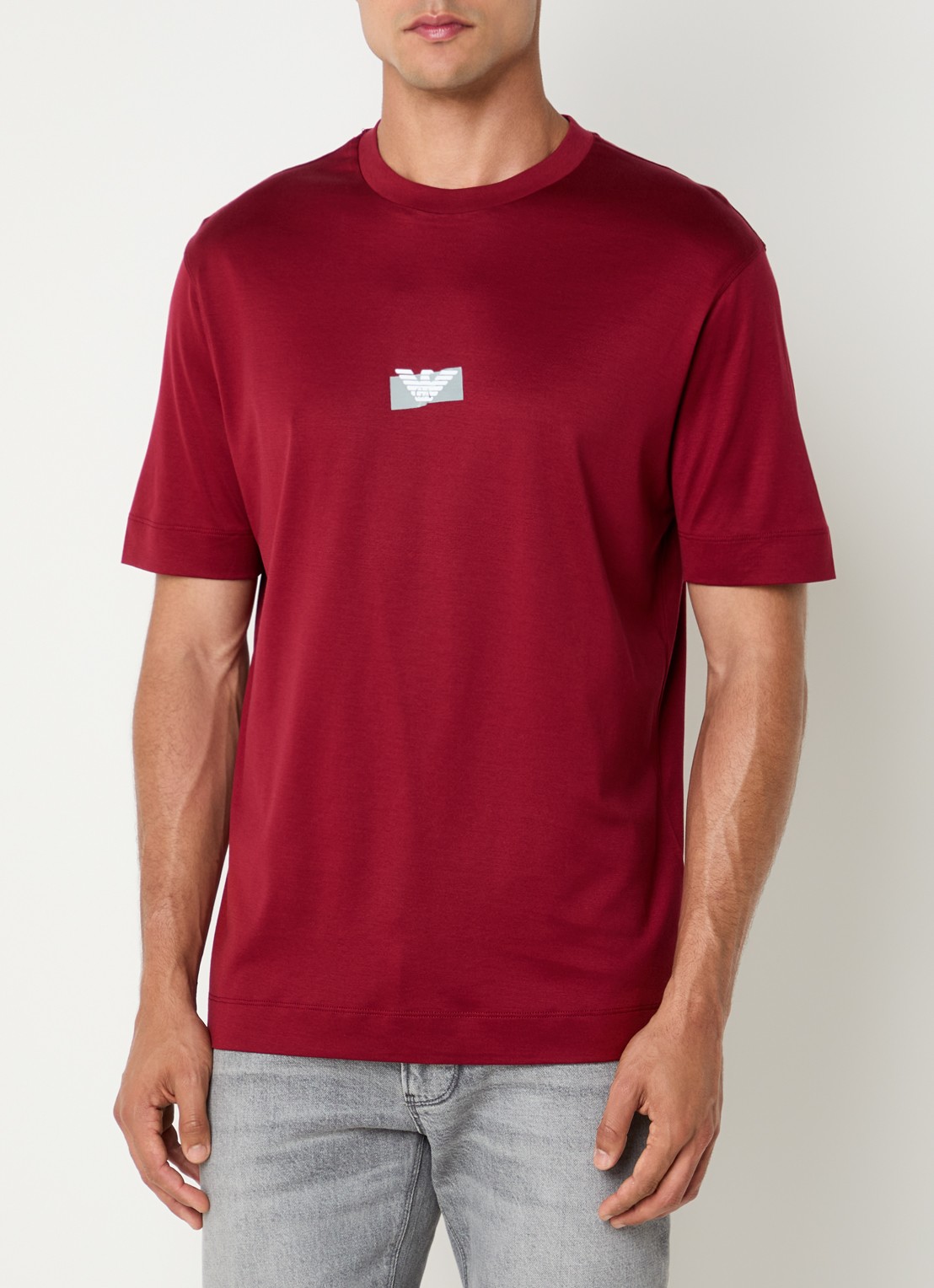 Armani T-shirt met logo - detail 3 donkerrood