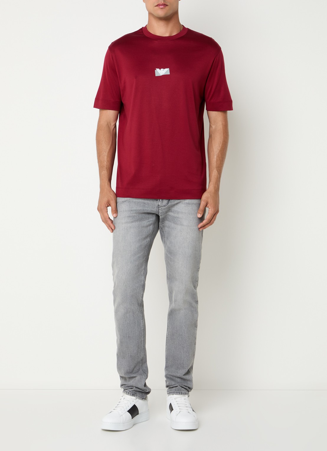 Armani T-shirt met logo - voorkant 2 donkerrood