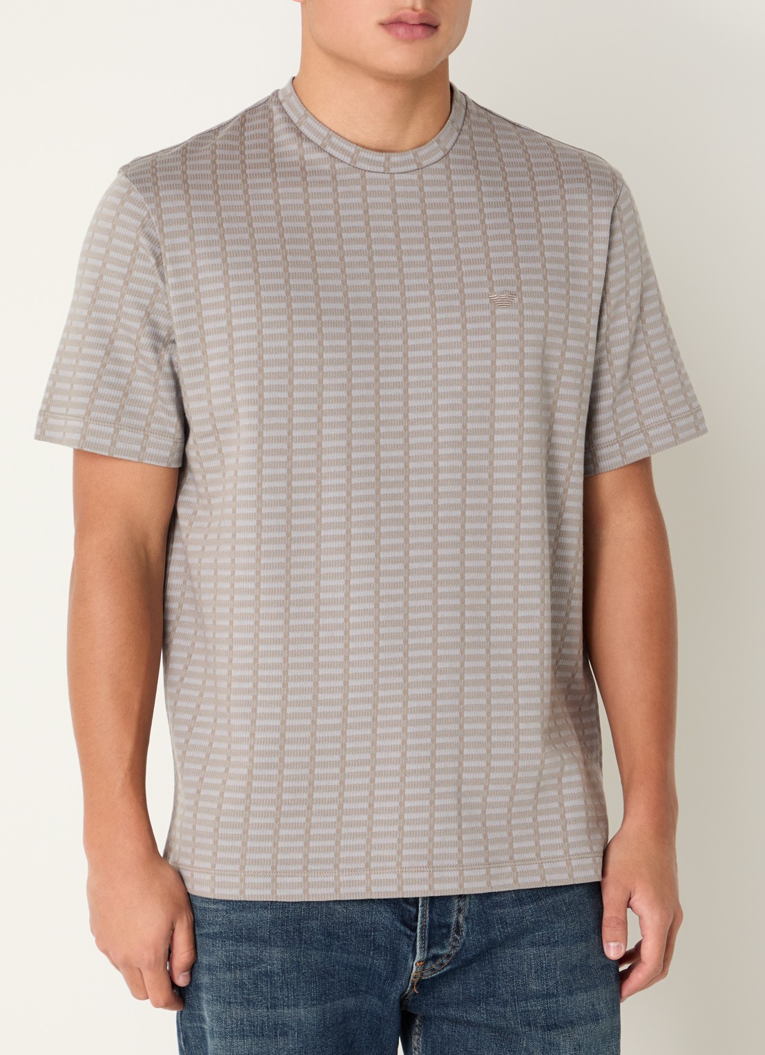 Armani T-shirt met logo - detail donkerbeige