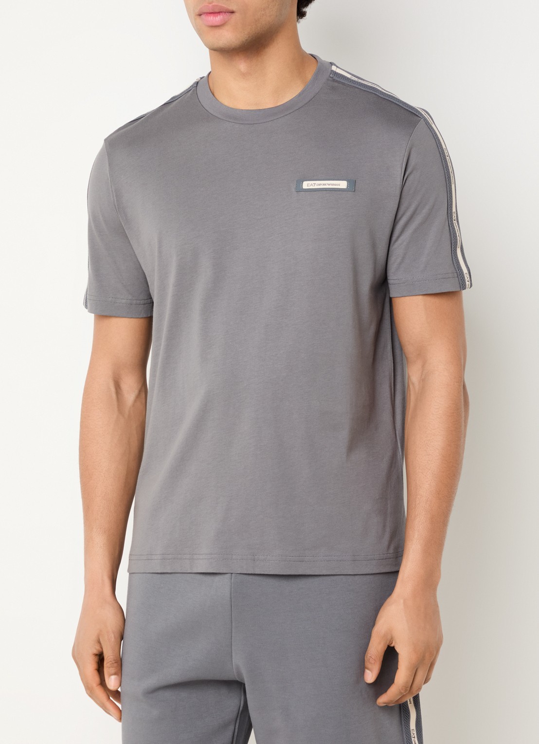 Armani T-shirt met logoband - detail 4 khaki