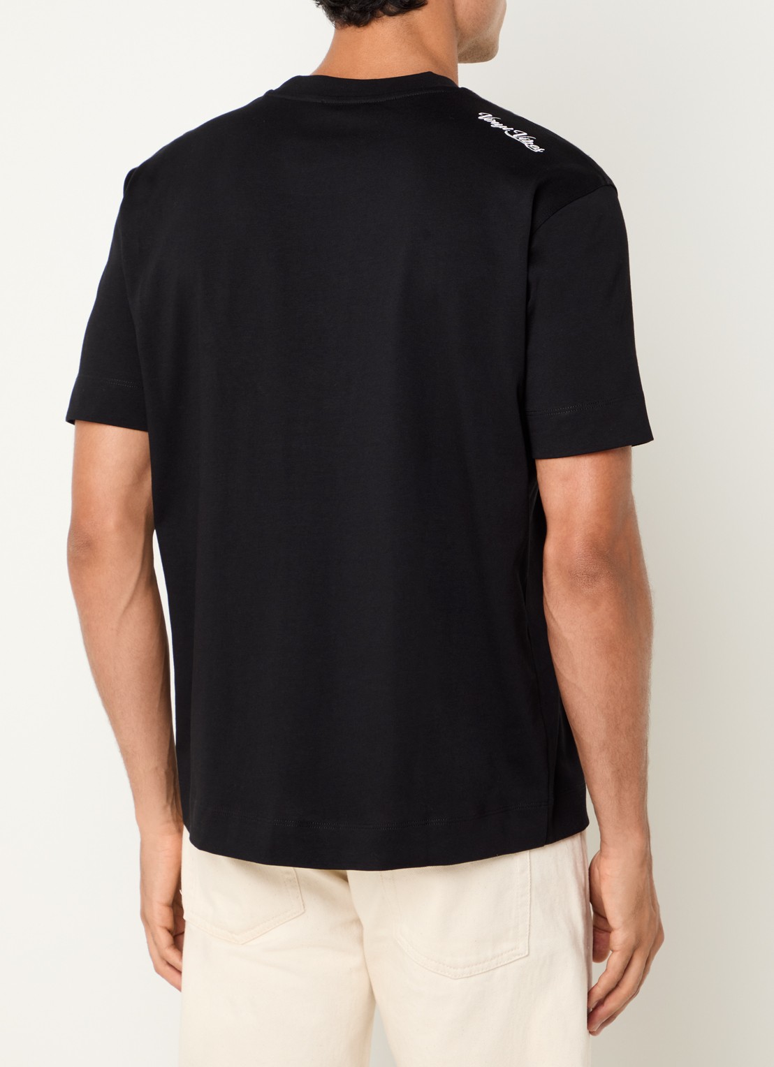 Armani T-shirt met logobordring - achterkant 3 zwart