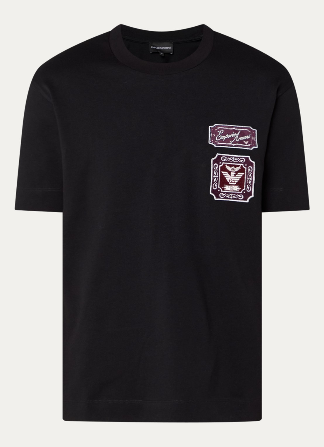 Armani T-shirt met logobordring - voorkant zwart