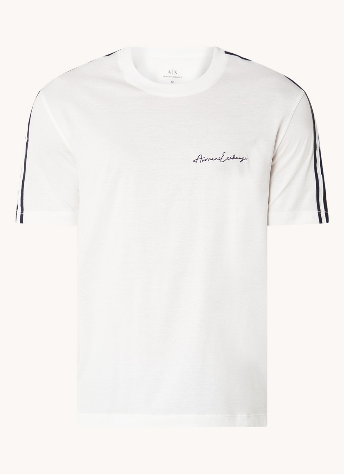 Armani T-shirt met logoborduring - voorkant gebroken wit